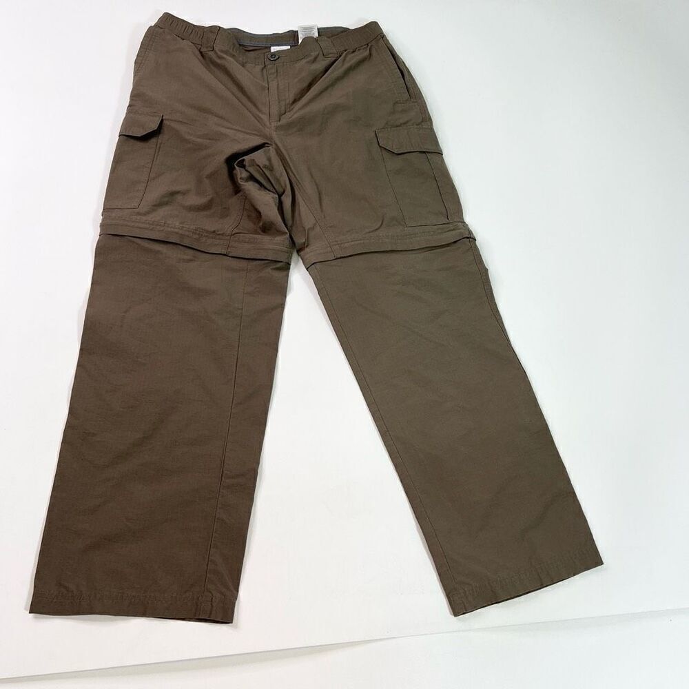 Columbia Pants Mens 30 Brown Zippered Convertible Leg Cargo Cotton Blend